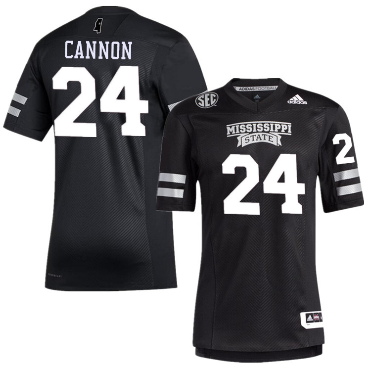 Men #24 Elijah Cannon Mississippi State Bulldogs College Football Jerseys Stitched-Black